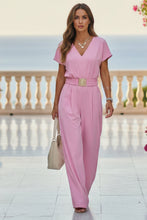 Load image into Gallery viewer, Women's V-Neck Belted Wide-Leg Jumpsuit | Elegant Commuter