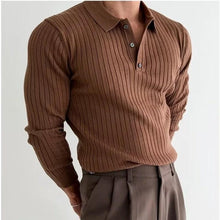 Load image into Gallery viewer, Men's Polo Shirt - Lapel Button Long Sleeve Slim Fit