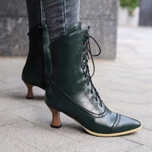 Load image into Gallery viewer, Women’s High Heel Martin Boots – British Style Motorcycle Fashion
