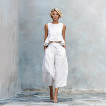 Load image into Gallery viewer, Women's Linen-Blend Sleeveless Two Piece Set with Ruffled Detailing