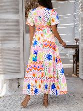 Load image into Gallery viewer, Elegant Printed V-Neck Short Sleeve Maxi Dress Beautiful Casual Women Long Dress
