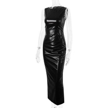Load image into Gallery viewer, European And American Style Women Dress Autumn New PU Leather Skirt Amazon Split Long Dress