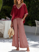 Load image into Gallery viewer, Women's Striped Tunic Top & Casual Trousers Two-Piece Set