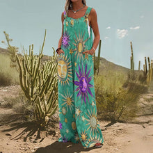 Load image into Gallery viewer, Women’s Square-Neck Floral Sleeveless Jumpsuit