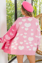 Load image into Gallery viewer, BiBi Heart Color Block V-Beck Knit Cardigan with Pockets