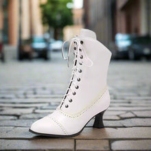 Load image into Gallery viewer, Women’s High Heel Martin Boots – British Style Motorcycle Fashion