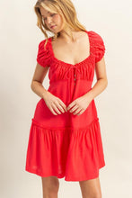 Load image into Gallery viewer, New Summer Ruched Frill Tiered Short Sleeve Mini Dress For Women – Playful, Sexy and Flirty Ruffled Mini Dress with Textured Ruched Detail