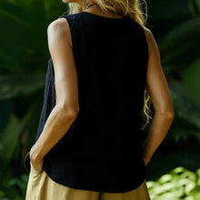 Load image into Gallery viewer, Cotton-Linen Sleeveless V-Neck Button Shirt – 3 Colors, S–2XL
