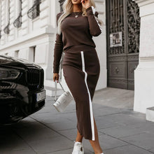 Load image into Gallery viewer, Women’s 2-Piece Skirt Set — Long Sleeve Sweatshirt + Midi Skirt
