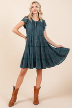 Load image into Gallery viewer, Lace Detail Ruffled Button Down Tiered Dress For Women – Romantic and Feminine Dress with Delicate Lace and Flowing Tiers