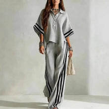 Load image into Gallery viewer, Women's Short-Sleeve Shirt & Loose Pants Two-Piece Set