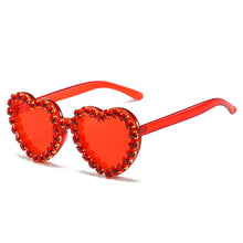 Load image into Gallery viewer, Peach Heart Rhinestone Sunglasses – Y2K INS Style