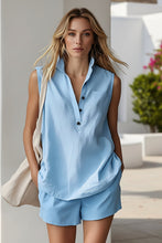 Load image into Gallery viewer, Women's Casual Sleeveless Cardigan Top & Shorts Set | Two-Piece Summer Outfit