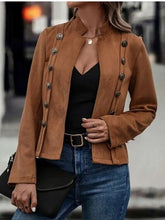 Load image into Gallery viewer, Decorative Button Open Front Long Sleeve Jacket – Elegant Casual Outerwear for Women