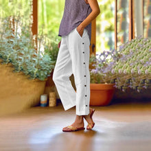 Load image into Gallery viewer, Cropped Pants With Decorative Buttons Along the Side Seams