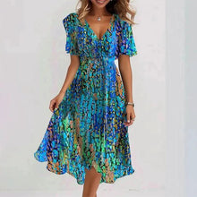 Load image into Gallery viewer, Chiffon Printed Short Sleeve Dress Summer Elegant V-neck Dresses Womens Clothing