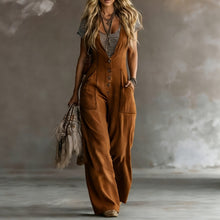 Load image into Gallery viewer, Sleeveless Loose Wide-Leg Jumpsuit with Two Pockets | 4 Colors
