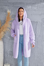 Load image into Gallery viewer, Red Double Take Full Size Hooded Teddy Bear Jacket with Thumbholes Ultra-Cozy & Stylish Comfortable Outerwear