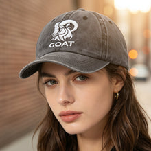 Load image into Gallery viewer, GOAT Ram Embroidered Vintage Washed Baseball Cap – Adjustable Unstructured Low Profile Hat