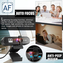 Load image into Gallery viewer, 2K 4K Pc Webcam With Gift Tripod Autofocus Usb Web Camera Laptop Mini Camera 1080P with Microphone For Full Widescreen Laptop USB Webcams Privacy Shutter Tripod Desktop Notebook Webcam Video Calling Recording Webcam