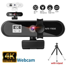 Load image into Gallery viewer, 2K 4K Pc Webcam With Gift Tripod Autofocus Usb Web Camera Laptop Mini Camera 1080P with Microphone For Full Widescreen Laptop USB Webcams Privacy Shutter Tripod Desktop Notebook Webcam Video Calling Recording Webcam