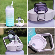 Load image into Gallery viewer, 2L Large Capacity Water Bottle With Straw With Time Marker Frosted Cup Girls Large Portable Travel Bottles Sports Fitness Cup Water Bottle With Time Marker 2L Drinking Bottles With Straw BPA Free 2L Leakproof Sports Water Bottles For Fitness Gym