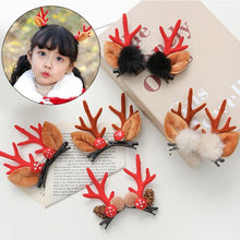 Load image into Gallery viewer, 2pcs Cute Deer Ear Hairpins Christmas Hair Clips For Girls Cartoon Antlers Barrettes Lovely Pompom Hairgrips Fashion Hair Accessories For Women