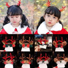 Load image into Gallery viewer, 2pcs Cute Deer Ear Hairpins Christmas Hair Clips For Girls Cartoon Antlers Barrettes Lovely Pompom Hairgrips Fashion Hair Accessories For Women