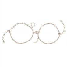 Load image into Gallery viewer, 2pcs / Set Elegant Stainless Steel Sun Moon Couple Bracelet Magnet Attracts Jewelry Magnetic Couple Bracelets Set Sliver Chain Bracelet Luxury Heart Bracelet Promise Couples Bracelets For Women Men