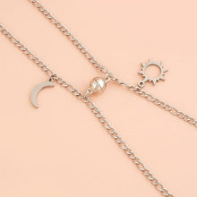 Load image into Gallery viewer, 2pcs / Set Elegant Stainless Steel Sun Moon Couple Bracelet Magnet Attracts Jewelry Magnetic Couple Bracelets Set Sliver Chain Bracelet Luxury Heart Bracelet Promise Couples Bracelets For Women Men