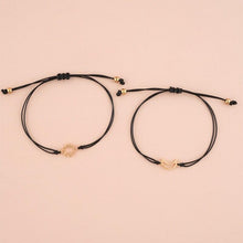 Load image into Gallery viewer, 2pcs / Set Minimalist Sun Moon Charm Couple Bracelet Card Love Jewelry Gift Adjustable Braided Rope Bracelets Pinky Pomise Matching Relationship Bracelets For Best Friends Couple