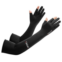 Load image into Gallery viewer, 2pcs Sport 5-finger Arm Sleeves One Size Compression Long Arm Cover Cycling Running Fishing Climbing Arm Cover Outdoor Sport Sun UV Protection Ice Cool Sleeves Comfortable Men Long Arm Covers