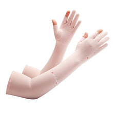 Load image into Gallery viewer, 2pcs Sport 5-finger Arm Sleeves One Size Compression Long Arm Cover Cycling Running Fishing Climbing Arm Cover Outdoor Sport Sun UV Protection Ice Cool Sleeves Comfortable Men Long Arm Covers