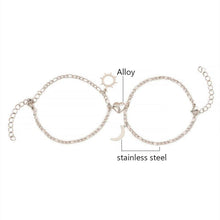 Load image into Gallery viewer, 2Pcs Sun Moon Charm Magnet Attraction Stainless Steel Bracelets For Couples Men Women Jewelry Couples Bracelets For Women Men Stainless Steel Heart Magnet Bracelets For Couples Matching Bracelets For Boyfriend And Girlfriend