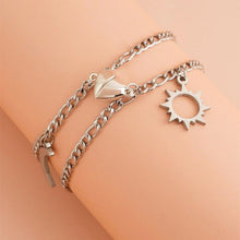 Load image into Gallery viewer, 2Pcs Sun Moon Charm Magnet Attraction Stainless Steel Bracelets For Couples Men Women Jewelry Couples Bracelets For Women Men Stainless Steel Heart Magnet Bracelets For Couples Matching Bracelets For Boyfriend And Girlfriend