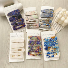 Load image into Gallery viewer, 2PCS/Set Fashion WomenElegant Acrylic Geometric Hairpin Sweet Girl Hair Clip Marble Textured Barrettes Headband Gorgeous Hair Accessories For Women