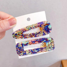 Load image into Gallery viewer, 2PCS/Set Fashion WomenElegant Acrylic Geometric Hairpin Sweet Girl Hair Clip Marble Textured Barrettes Headband Gorgeous Hair Accessories For Women