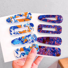 Load image into Gallery viewer, 2PCS/Set Fashion WomenElegant Acrylic Geometric Hairpin Sweet Girl Hair Clip Marble Textured Barrettes Headband Gorgeous Hair Accessories For Women