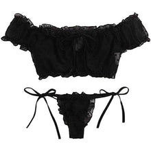 Load image into Gallery viewer, 2PCS/Set Off Shoulder Lace Up Bikinis Women Sweet Women's Bathing Suit Two Piece Strap Swimsuit Swimwear Bikini Beachwear Set Casual Short Sleeve Suits Swimsuits Beachwear Bathing Suits