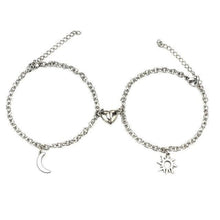 Load image into Gallery viewer, 2pcs/set Stainless Steel Sun Moon Couple Bracelets Magnet Attraction Love Heart Shaped Charms Couples Bracelet Stainless Steel Chain Bracelets Charm Jewelry Matching Couple Bracelets