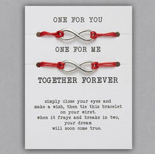 Load image into Gallery viewer, 2pcs/set Together Forever Love Infinity 8 Charm Bracelet Red String Couple Bracelets Wish Jewelry Long Distance Matching Bracelets For Best Friend Mother Daughter 17-30cm