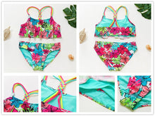 Load image into Gallery viewer, 3-16Y Cartoon Two-piece Girls Swimwear Ruffle Swimsuit Bikini Set One Shoulder Beachwear Princess Two Piece Bathing Suit Children Swimwear Girls Swimsuit Bikini Set