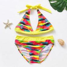 Load image into Gallery viewer, 3-16Y Cartoon Two-piece Girls Swimwear Ruffle Swimsuit Bikini Set One Shoulder Beachwear Princess Two Piece Bathing Suit Children Swimwear Girls Swimsuit Bikini Set