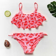 Load image into Gallery viewer, 3-16Y Cartoon Two-piece Girls Swimwear Ruffle Swimsuit Bikini Set One Shoulder Beachwear Princess Two Piece Bathing Suit Children Swimwear Girls Swimsuit Bikini Set