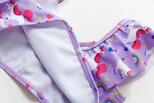 Load image into Gallery viewer, 3-16Y Cartoon Two-piece Girls Swimwear Ruffle Swimsuit Bikini Set One Shoulder Beachwear Princess Two Piece Bathing Suit Children Swimwear Girls Swimsuit Bikini Set