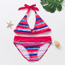 Load image into Gallery viewer, 3-16Y Cartoon Two-piece Girls Swimwear Ruffle Swimsuit Bikini Set One Shoulder Beachwear Princess Two Piece Bathing Suit Children Swimwear Girls Swimsuit Bikini Set