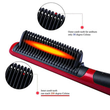 Load image into Gallery viewer, 3 IN 1 Multifunctional Hair Straightener Comb Hair Black Red Straightening Brush Portable Comb Fast Heating Men Beard Straightener For Traveling Perfect Gift For Adults