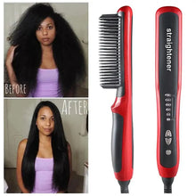 Load image into Gallery viewer, 3 IN 1 Multifunctional Hair Straightener Comb Hair Black Red Straightening Brush Portable Comb Fast Heating Men Beard Straightener For Traveling Perfect Gift For Adults