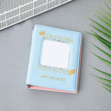 Load image into Gallery viewer, 3 Inch Mini Photo Album 32 Pockets Square Hollow Card Holder Bronzing Stars Picture Storage Case PVC Photocard Holder DIY Photo Albums Birthday Gift Family Scrapbook Albums Family Anniversary Gift For Couple