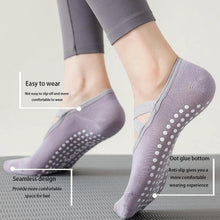 Load image into Gallery viewer, 3 Pairs Yoga Socks For Women Non-Slip Grips Straps For Added Balance And Stability Ideal For Pilates Pure Barre Ballet Dance Barefoot Workout